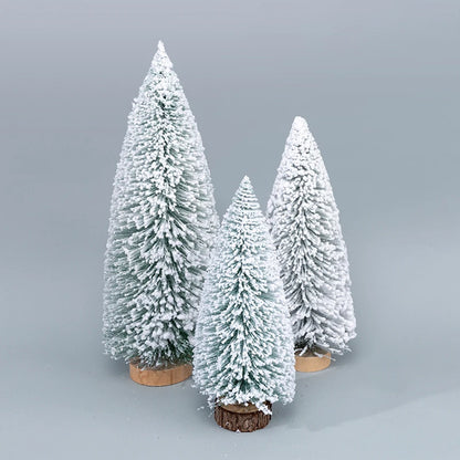 Mini Artificial Snow Pine Christmas Tree Ornaments