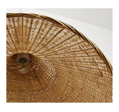 Bamboo Hanging Lamp Pendant Ceiling Light – Rattan Wicker Hand-Knit Braiding Suspended Light for Dining & Home Decor