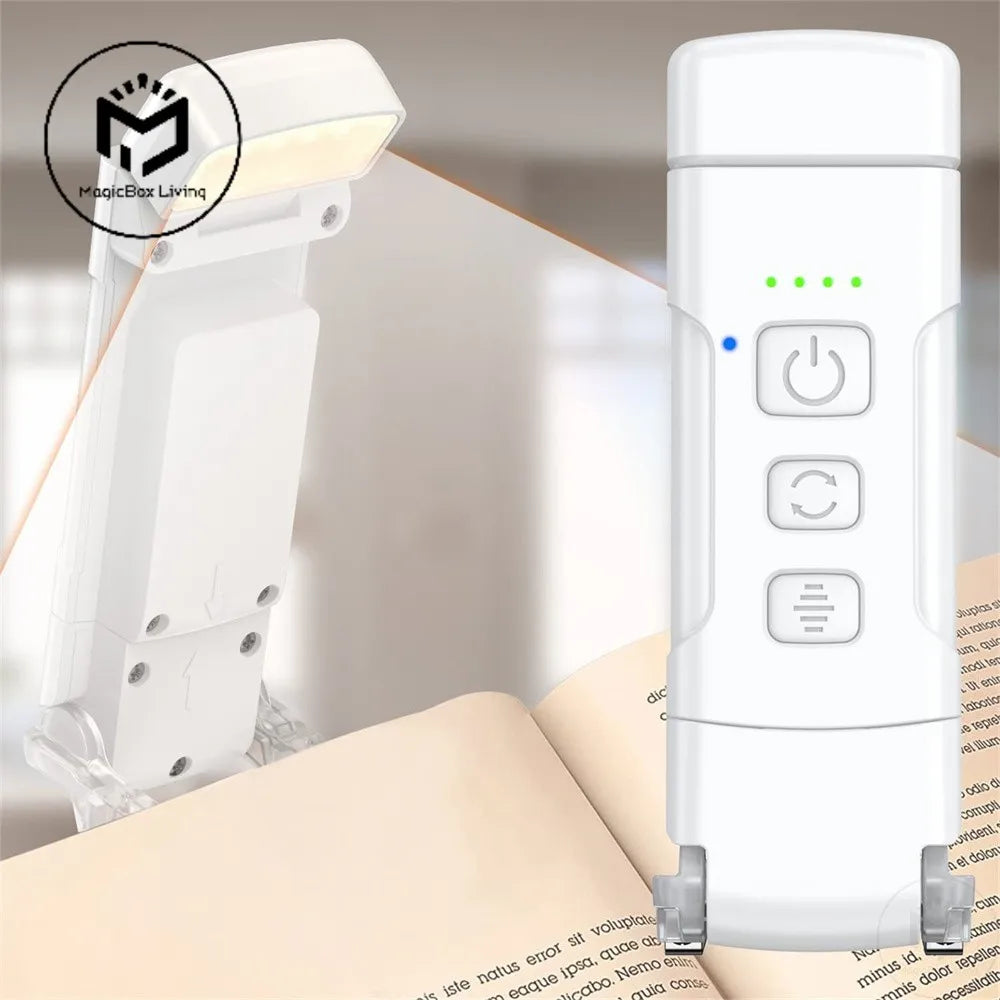 USB rechargeable book light with timer, clip-on reading lamp with 3 colors and 5 brightness levels, night light bookmark