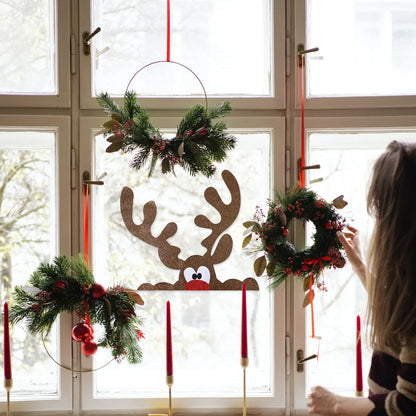 Festive Felt Christmas Door & Window Stickers – Snowman, Santa Claus, and Elk