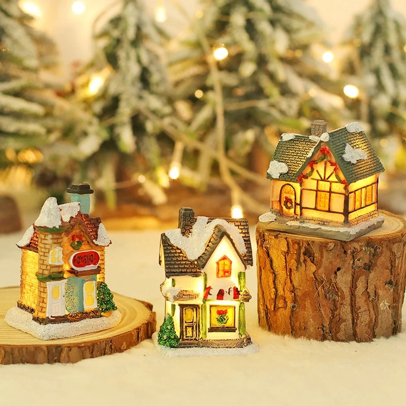 Christmas LED Light Wooden House - Luminous Cabin Ornament