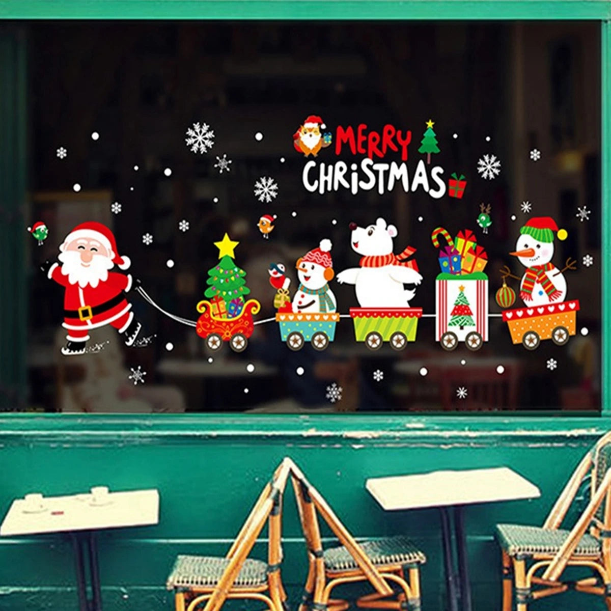 Christmas Wall & Window Stickers – 2024 Merry Christmas Home Decorations & New Year Ornaments