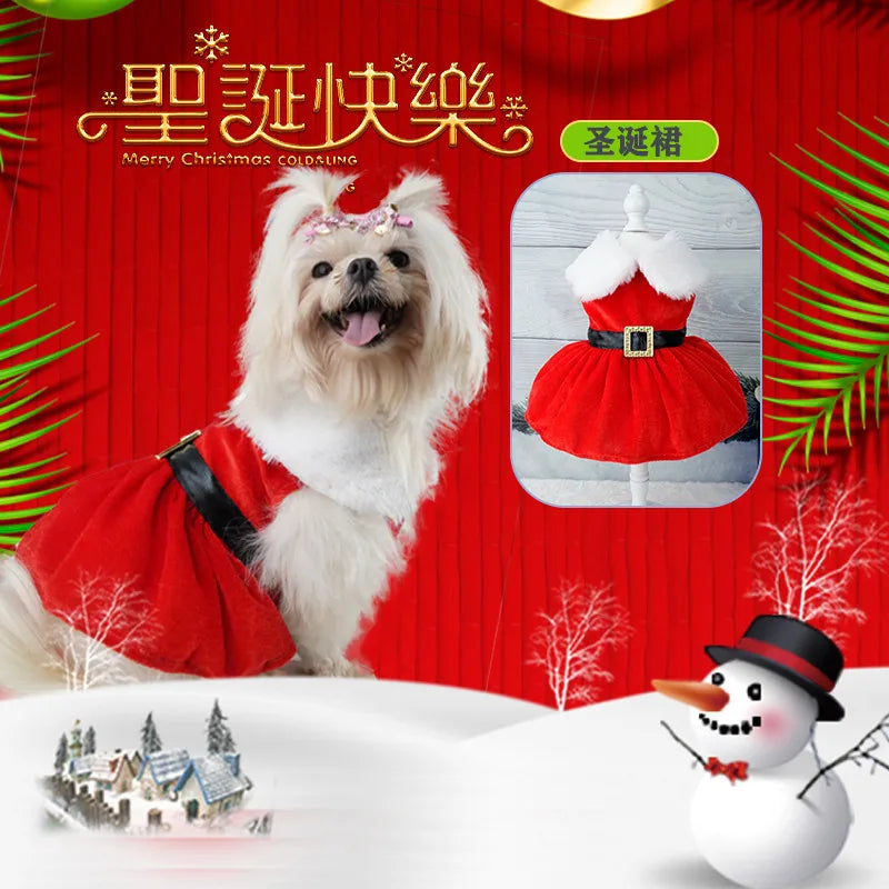 Christmas Dog Dresses for Small Dogs – Holiday Princess Dress for Puppies & Cats