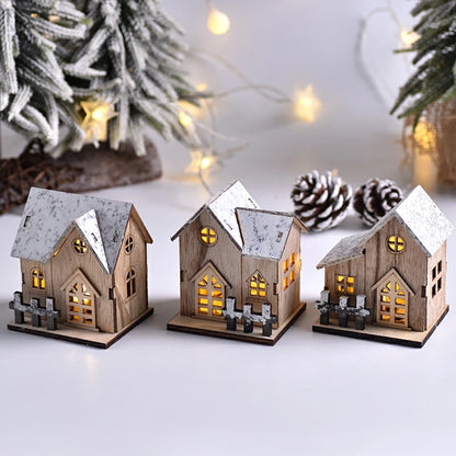 Christmas LED Light Wooden House - Luminous Cabin Ornament