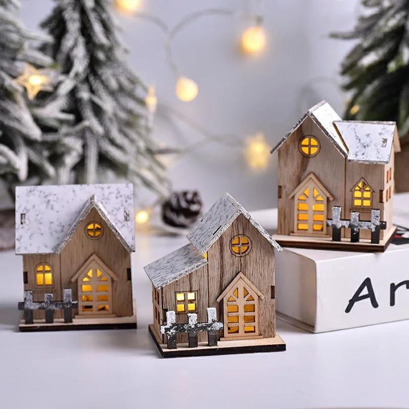 Christmas LED Light Wooden House - Luminous Cabin Ornament