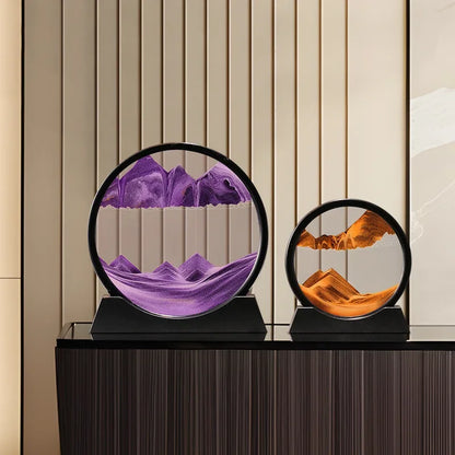 3D Moving Sand Art Picture – Round Glass Deep Sea Hourglass Sandscape for Home Decor & Gifts