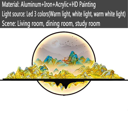 BRIGHT Modern Picture Wall Light – LED Chinese Landscape Mural Lamp for Living Room, Study, Bedroom & Home Decor