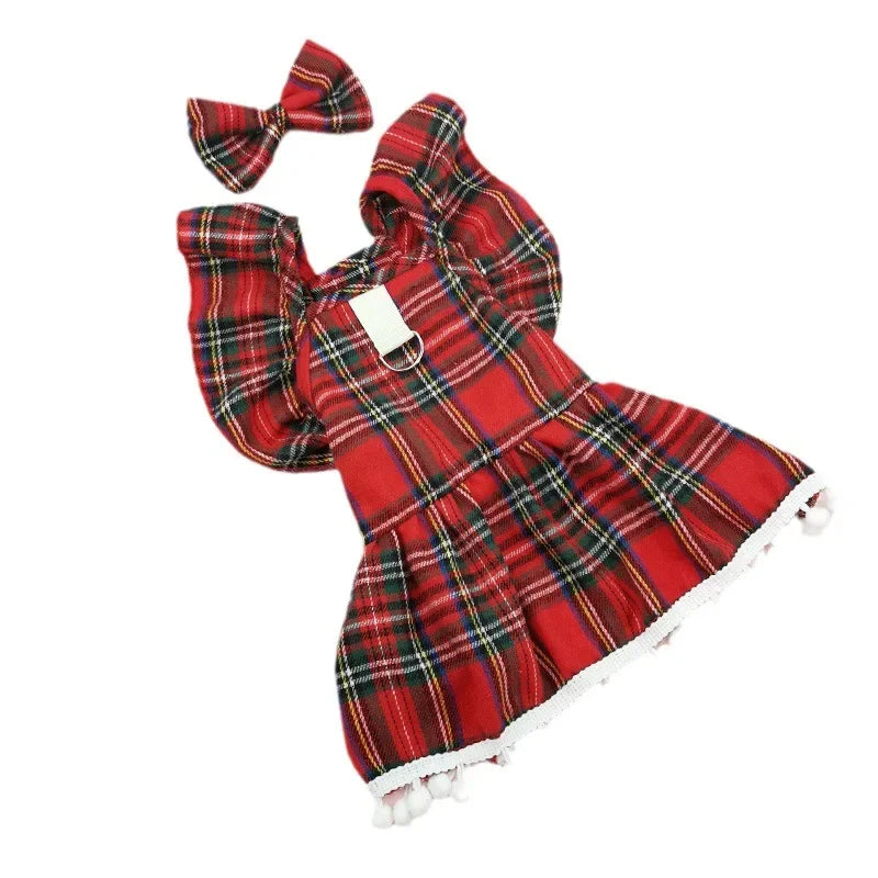 Christmas Dog Skirt - Autumn/Winter Pet Clothing for Small Dogs & Cats – Holiday Checker Design