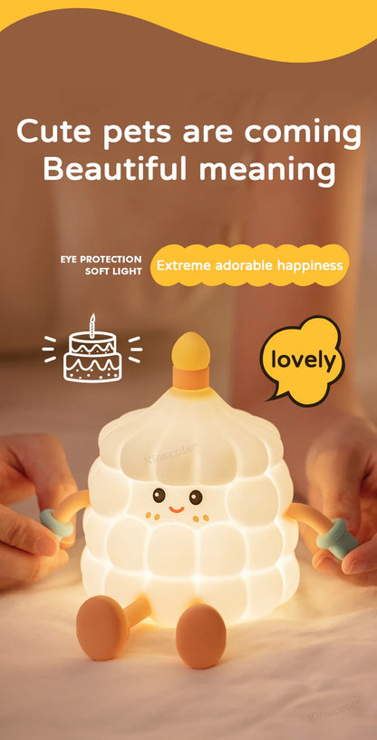 Cake Night Light – Silicone Touch Bedside Lamp for Kids | Kawaii Baby Room Decor & Cartoon Ambient Lighting | Perfect Birthday Gift