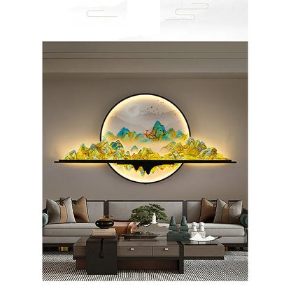 BRIGHT Modern Picture Wall Light – LED Chinese Landscape Mural Lamp for Living Room, Study, Bedroom & Home Decor