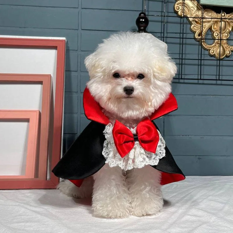 Dogs Halloween Vampire Cape – Cosplay Outfit for Small & Medium Dogs, Festival & Christmas Dress-Up Clothes