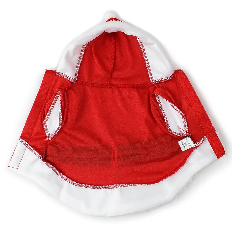 Santa Christmas Costume for Pets – Winter Hooded Coat for Small Dogs & Cats