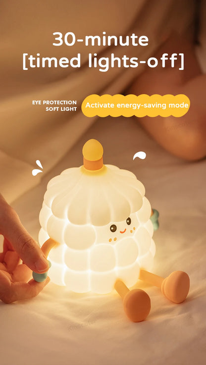 Cake Night Light – Silicone Touch Bedside Lamp for Kids | Kawaii Baby Room Decor & Cartoon Ambient Lighting | Perfect Birthday Gift