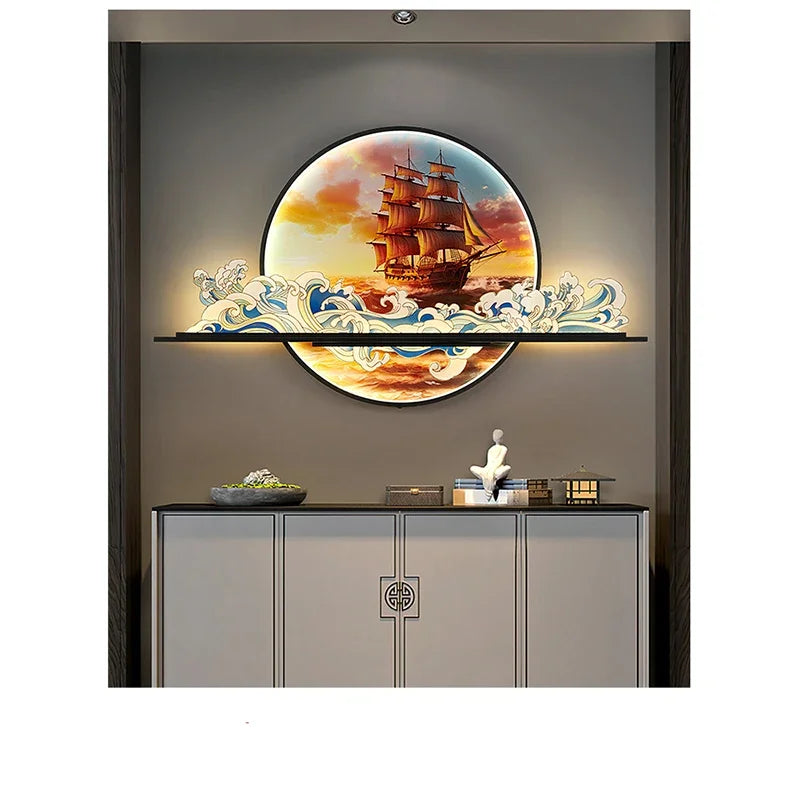 BRIGHT Modern Picture Wall Light – LED Chinese Landscape Mural Lamp for Living Room, Study, Bedroom & Home Decor