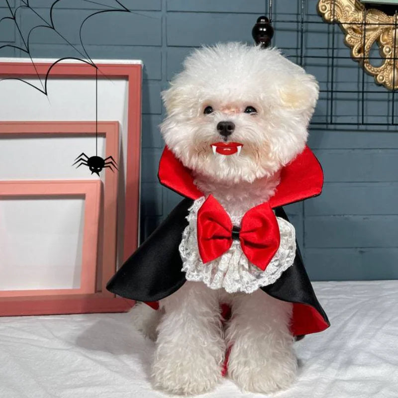 Dogs Halloween Vampire Cape – Cosplay Outfit for Small & Medium Dogs, Festival & Christmas Dress-Up Clothes