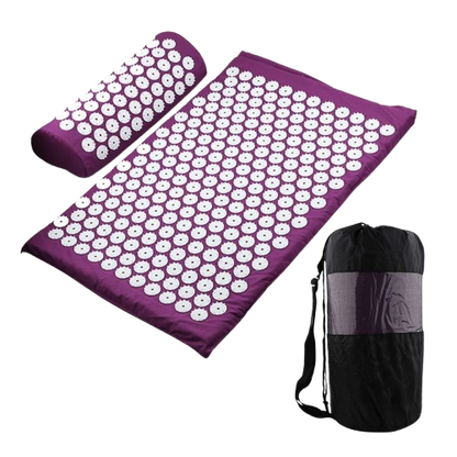 acupressure yoga mat, pain relief mat, acupressure cushion, neck and back pain relief, portable acupressure mat, TCM therapy mat, holistic wellness mat, relaxation mat, stress relief pillow, acupressure massage set.