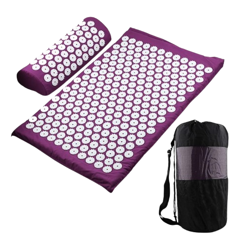 acupressure yoga mat, pain relief mat, acupressure cushion, neck and back pain relief, portable acupressure mat, TCM therapy mat, holistic wellness mat, relaxation mat, stress relief pillow, acupressure massage set.